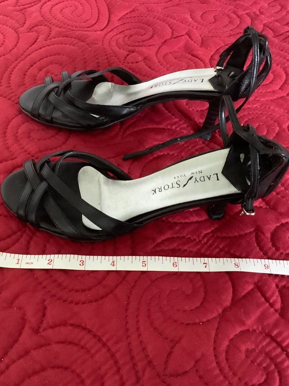 LADY STORK Leather Heeled Sandals   Made in Argentina